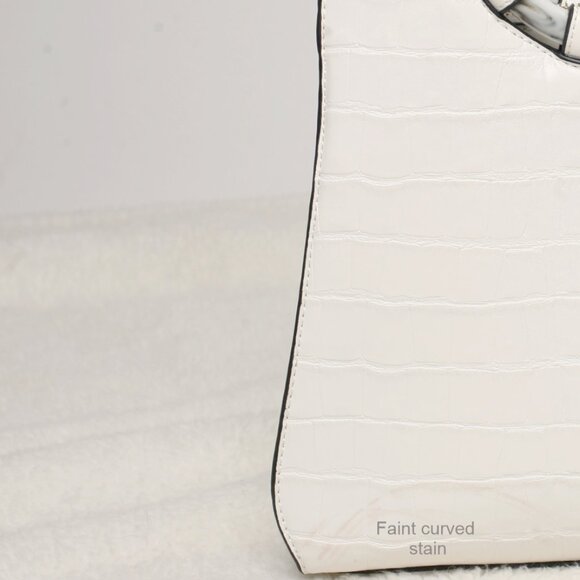 NEW White Bag With Double Marble Like Handles Zip Closure Shoulder Straps - Picture 8 of 8